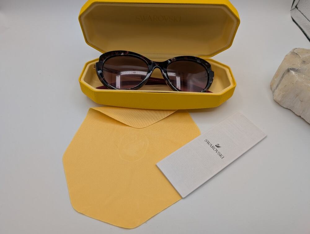 Swarovski Women's SK 327 Tortoiseshell Butterfly Sunglasses Crystals Cloth Case